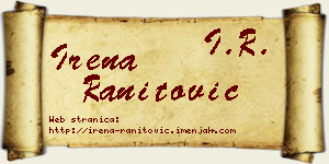 Irena Ranitović vizit kartica